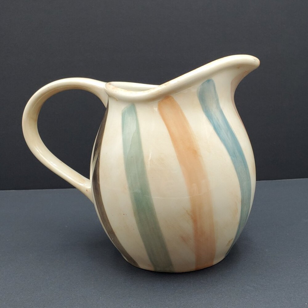 Oneida Teramo Stripes Pitcher Brushstroke Stripes Vintage Pitcher